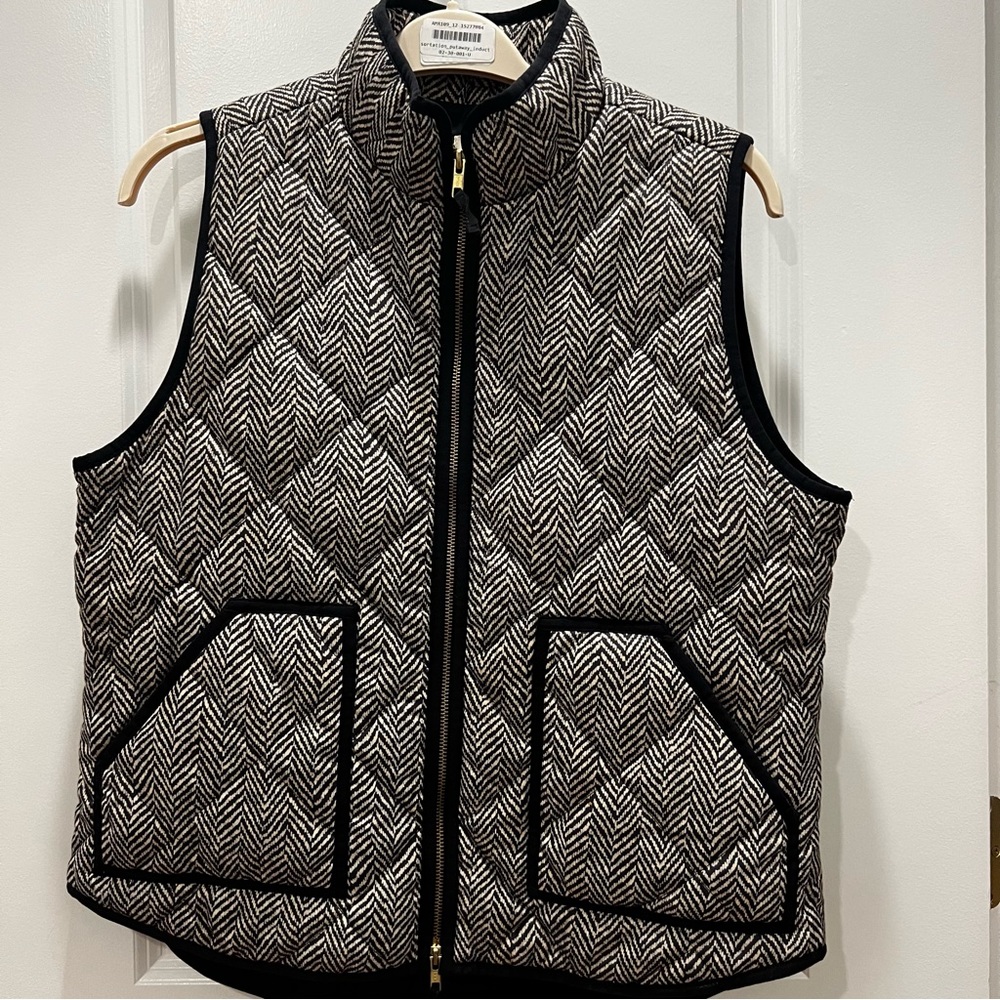 JCrew Herringbone Vest in Grey/Cream